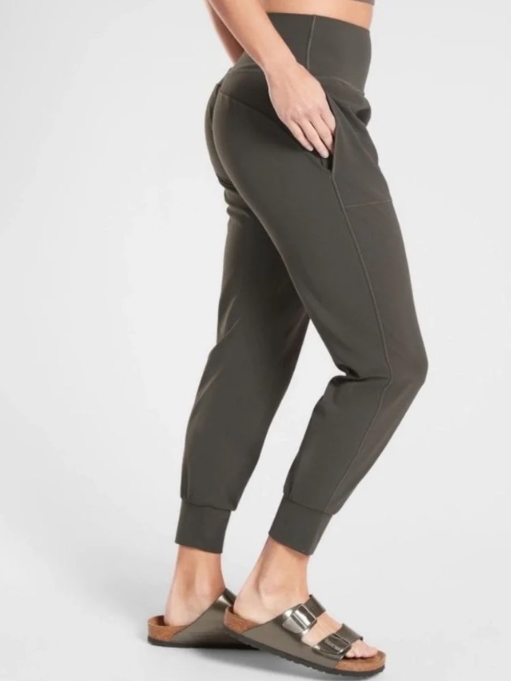 Athleta Cruise Jogger Powervita Black Olive Green Gray High Rise Athleisure S - Picture 2 of 13